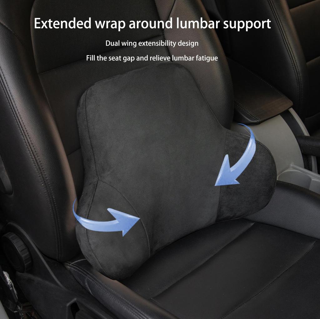 Forbell Lumbar Support Pillow for Office Chairs and Car Memory Foam Back Cushion for Lower Back Pain Soft Suede Ergonomic Back Support for Desk and