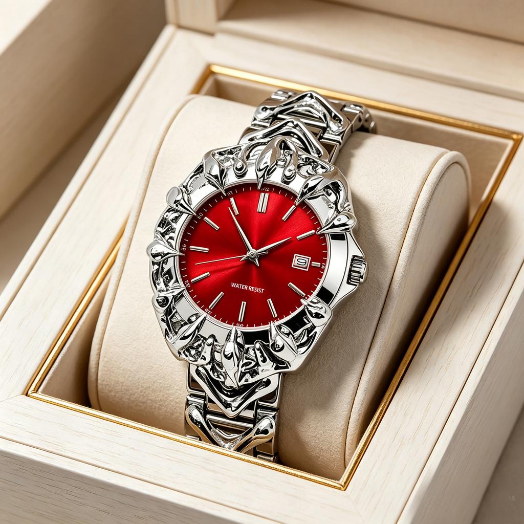 Mens Punk Style Quartz Watch Unique Claw Design Metal Bracelet Watches Waterproof with Date