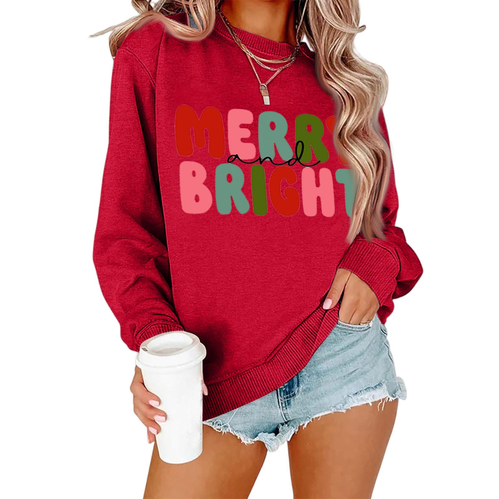 

Женский свободный удобный повседневный модный свитшот с круглым вырезом и длинными рукавами с принтом персонажей XL красный