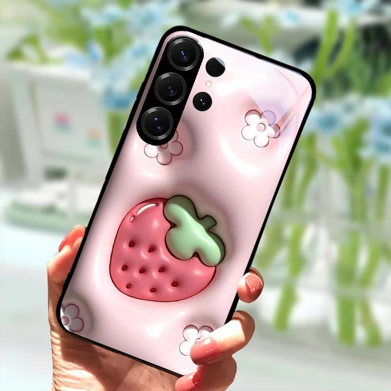 Für Samsung S23 FE Cartoon Glas Hülle S22+ / S23+ Harte PC Gehärtetes Glas Handyhülle Für Galaxy S 22 S 23 Ultra Stoßfeste Hüllen