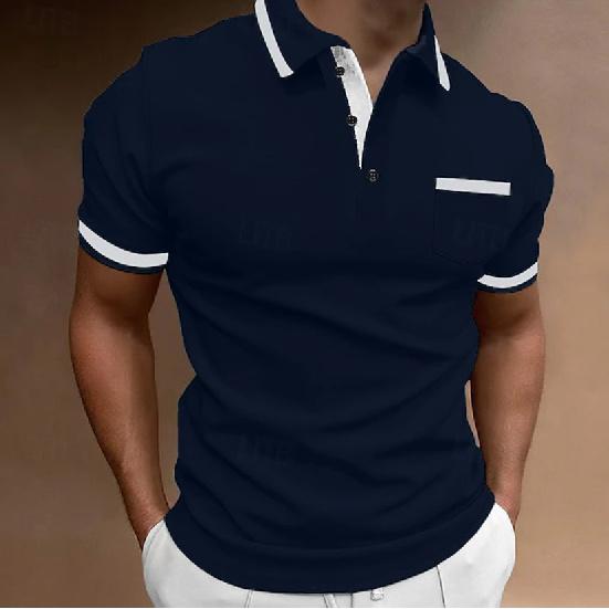 2026 short-sleeved men's summer polo shirt with turn-down collar
