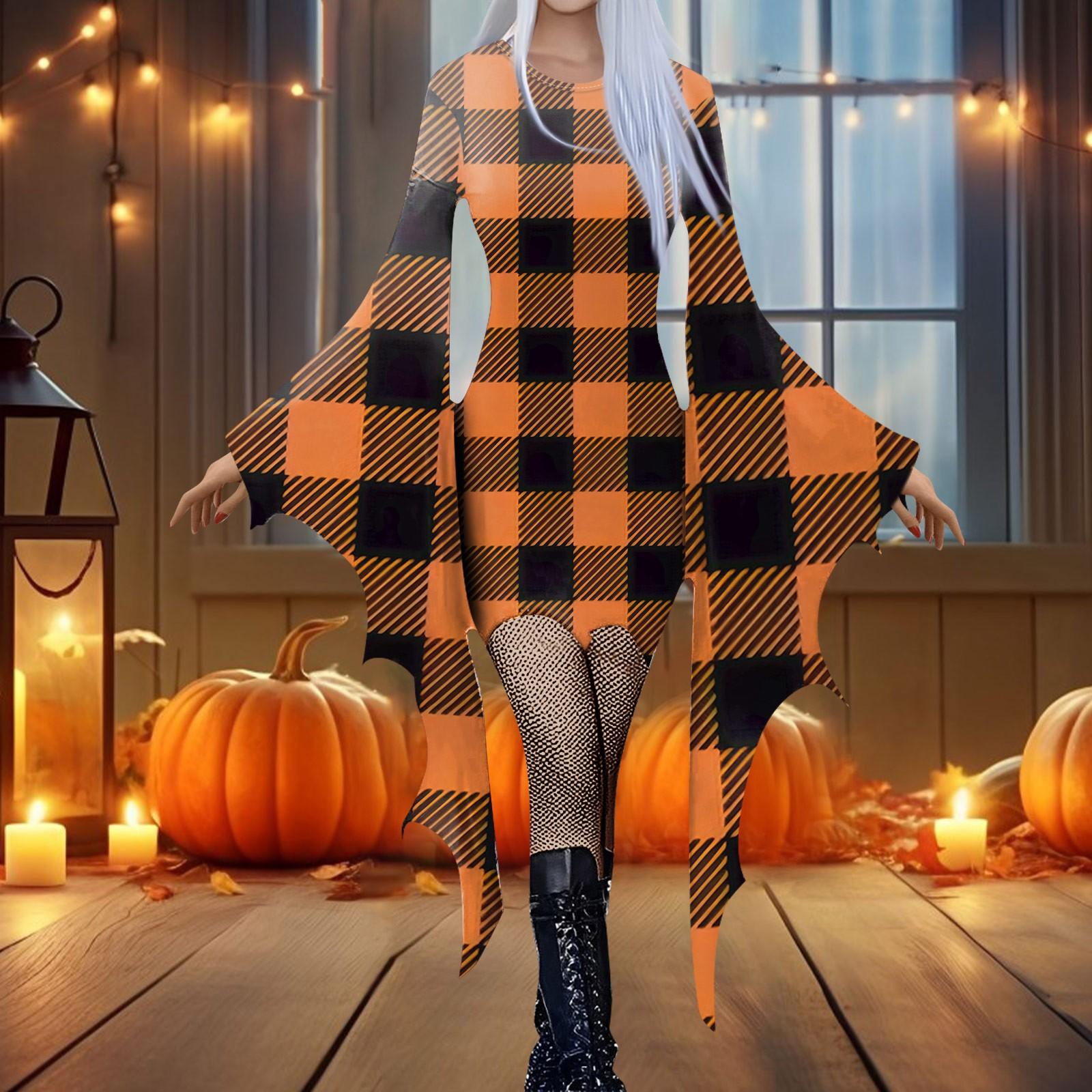 

Женская мода готический панк летучая мышь рукав 3D милый принт Хэллоуин нестандартное вечернее платье XXL золотой