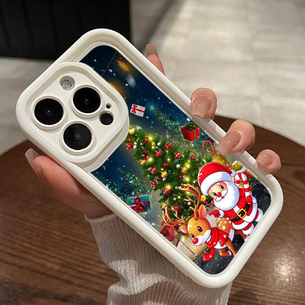 Ae121 Merry Christmas Santa design art Phone Cases for iPhone 16 14 13 11 Pro Max 15 7 8 6 Plus 12 mini XR XS Max SE Angel Eye Ladder Protective Cover