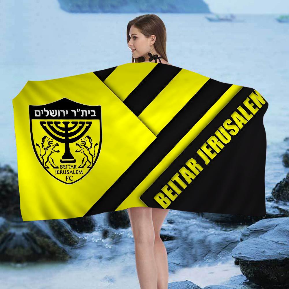 

B-Beitar J-Jerusalem F-FC Beach Towel Cartoon Cute Summer Kids Large Bath Towel Microfiber Absorbent for Swimming Travel W40*H60(CM)