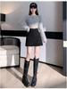 Gray Woolen Sequin Short Skirt - Women's Autumn/Winter 2025 French-Style High-End Design