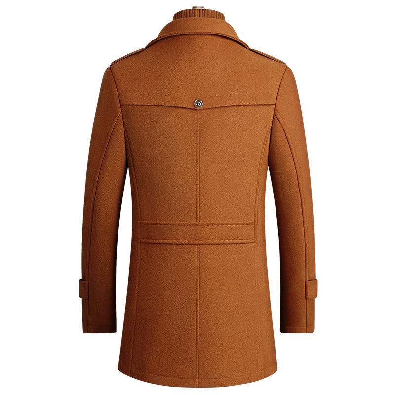 Men's Winter Wool Coat - Double Collar, Mid-Length for Middle-Aged and Elderly