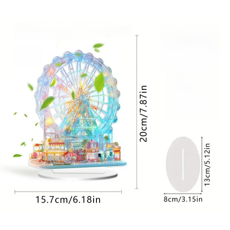 Ferris Wheel Pattern Table Sign Desktop Ornament Waterproof Decorative Accessories Lightweight Collection Colorful, Wall Decor Art
