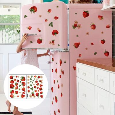 2 pezzi/set adesivo da parete carino foglie di fragola tema rimovibile autoadesivo impermeabile in PVC soggiorno camera da letto decorazione arte murale decalcomania forniture per la casa