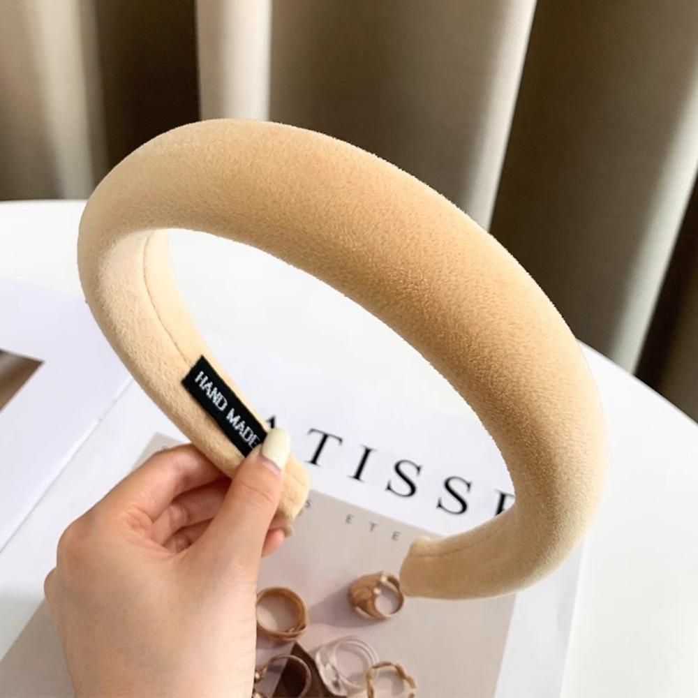 Solid Color Velvet Headbands Sponge Padded Thick Hair Hoop Bands Fashion Hair Hoop  Girls
