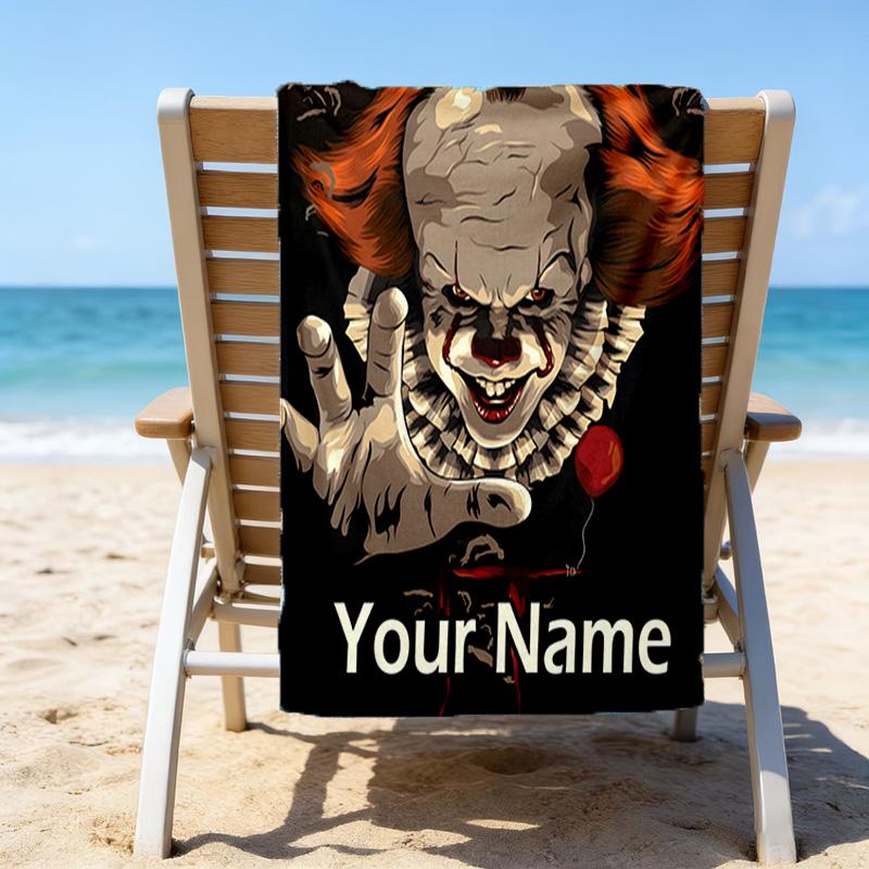 1pc Pennywise1 Beach Towel with Custom Name, Beach/Swimming/Bath/Picnic/Camping Towel, Suitable for Seaside Beaches