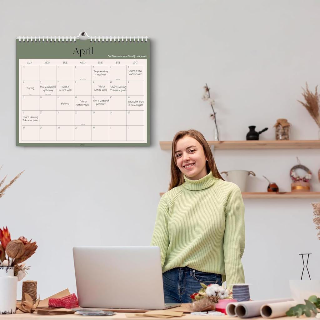 Aesthetic 2026-2027 Wall Calendar - 18 Monthly Calendar from January 2026 to June 2027, 13.7" x 11", Modern Horizontal Wall Hanging Calendar for