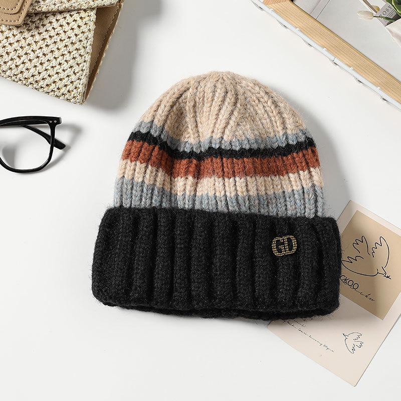 Knitted Warm Hat Ladies Pullover Ear Protector Confinement Windproof Hat Outdoor Cycling Sports Wool Hat Tide