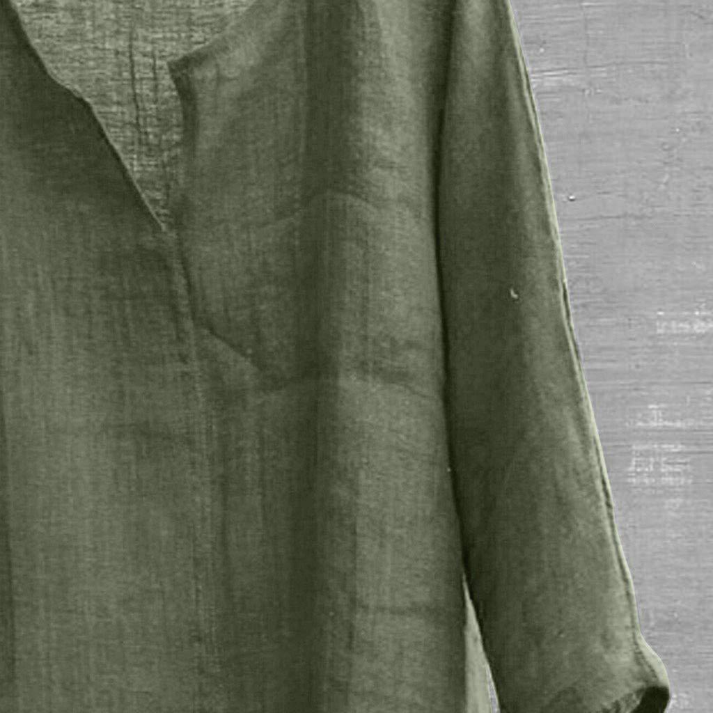 Men's And Women's Fashion Matching Cotton-Linen Solid Color Casual Loose V-Neck Long-Sleeved Shirt T-Shirt Top