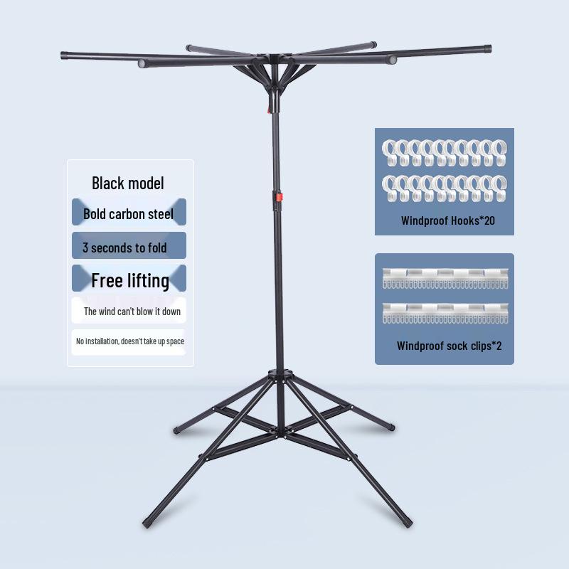Foldable Clothes Drying Rack for Indoor and Outdoor Use - Floor-Standing Balcony Solution, Easy to Install in Bedrooms and More