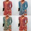 Ethnic Floral Print Lounge Dress With V Neck For Casual Summer Wear