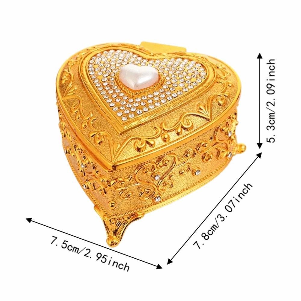 Zinc Zinc Zinc Alloy Retro Jewelry Container European Style Trinket Case Fashion Heart Jewelry Box Gifts