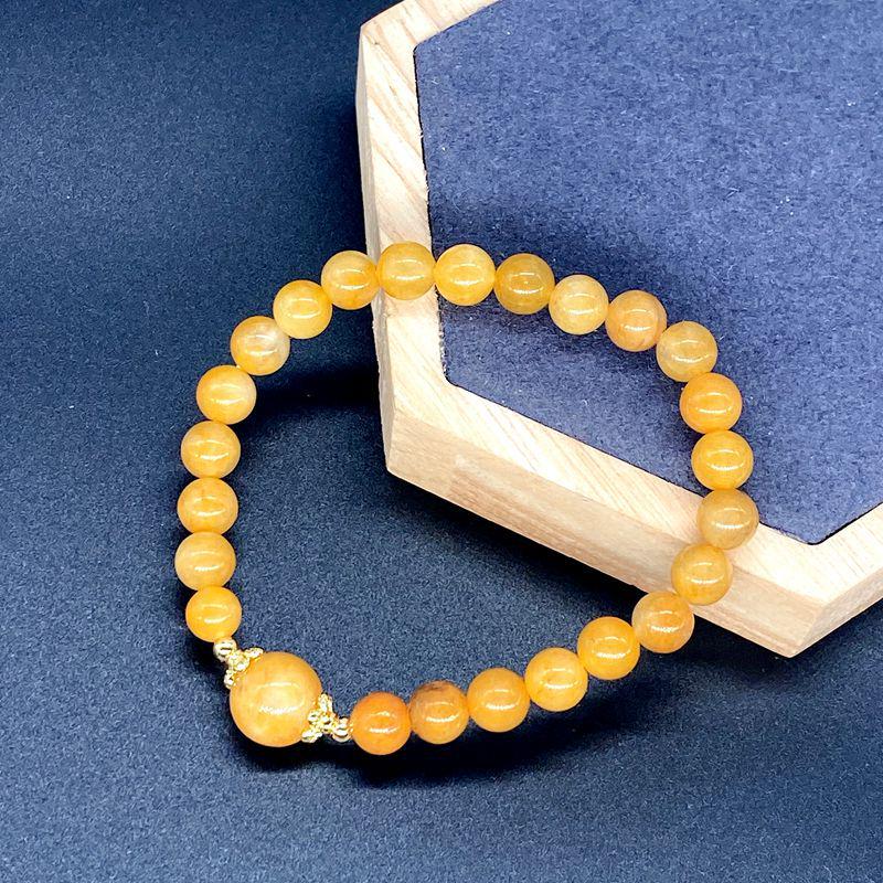 A-grade Natural Yellow Jade Bracelet for Women & Girls, Approx. 8mm Single Bead