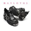 Women's For Men Pumps Platform Couple Unisex Ankle Boots Skull Metal Buckle Motorcycle Boots Gothic Style Big Size