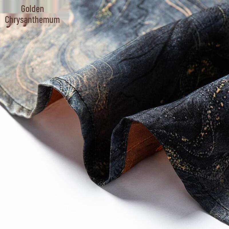 Men's 100% Mulberry Silk Jacquard Short Sleeve Chinese Style Shirt