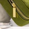 1PC Green Velvet Travel Jewelry Storage Box With Mirror Necklace Ring Earrings Zipper Storage Box Jewelry Display Case Organizer