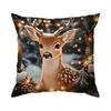 Home Decor Deer With Poinsettia And Holiday Lights Pattern Cushion Covers For Sofa Bedroom Car Pillow Covers