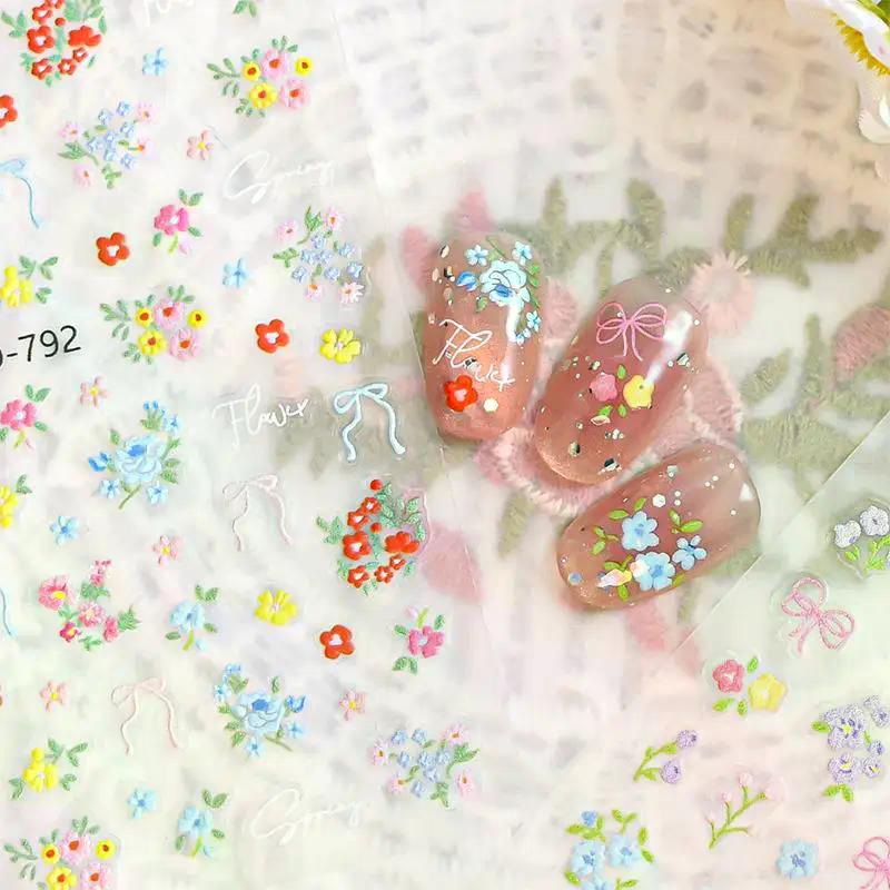1 Sheet Spring And Summer Floral Nail Art Embossed Nail Art Stickers Nail Art Decal Easy To Apply Nail Decoration DIY Gift