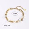 Stainless Steel Heart Shape Zircon Cuban Link Bracelet Women 18K Gold Plated Titanium Luxury Fashion Jewelry