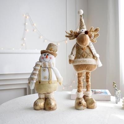 Large Christmas Ornaments Gold Cute Santa Claus Retractable Snowman Elk Telescopic Merry Christmas Decoration