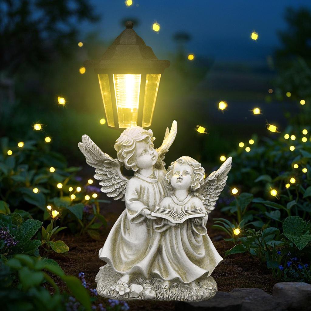 JYL TS/116,New Resin Angel Figurine Solar Outdoor Light for Garden Lawn Waterproof American Craft