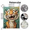 Sparkling Framed Pearl Painting Kit DIY with Cute Tiger Animal Design 3D Bead Art Canvas Ready To Display Home Wall Decor Gift Set for Crafts