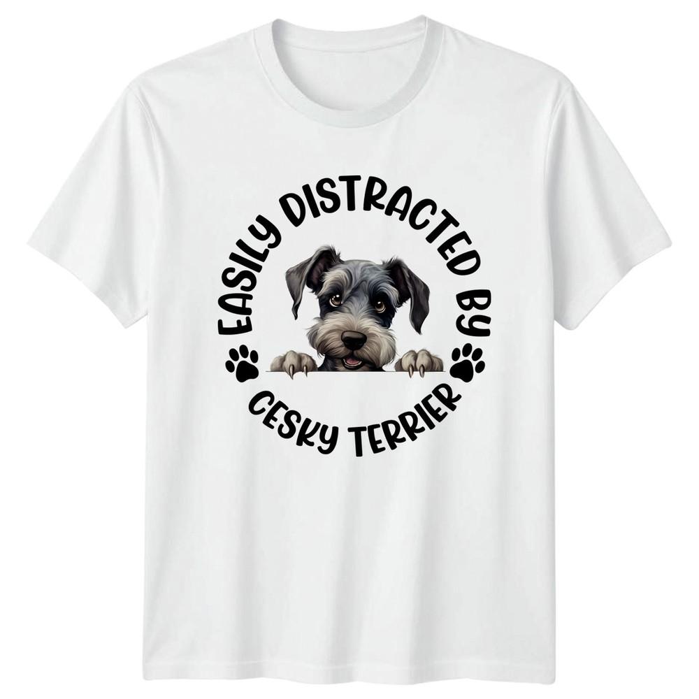 Easily Distracted By Cesky Terrier Unisexs TShirt Unisexs Tee Graphic Top S