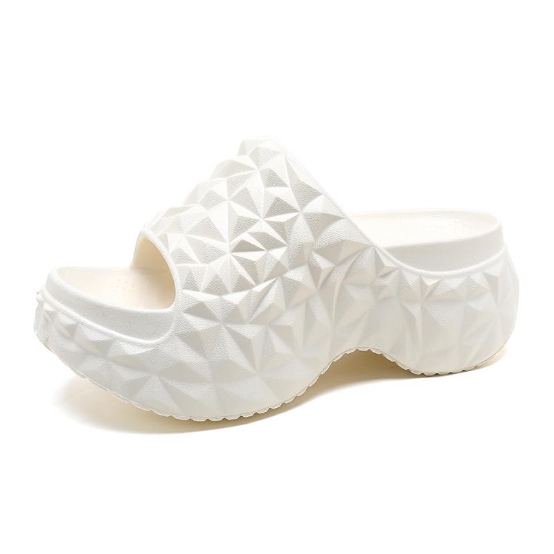 High-heeled sandals women's high-end sense, summer wear thick bottom heightening one-word drag non-slip, wear-resistant and breathable eva slippers ·