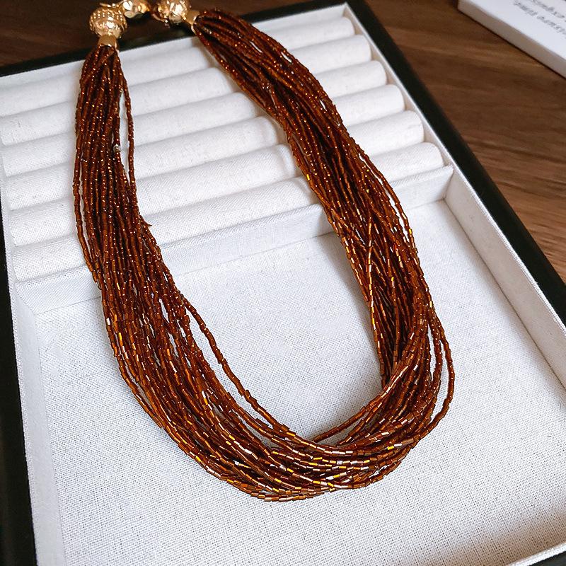 European and American color acrylic shell beaded necklace design sense collarbone chain exaggerated necklace women