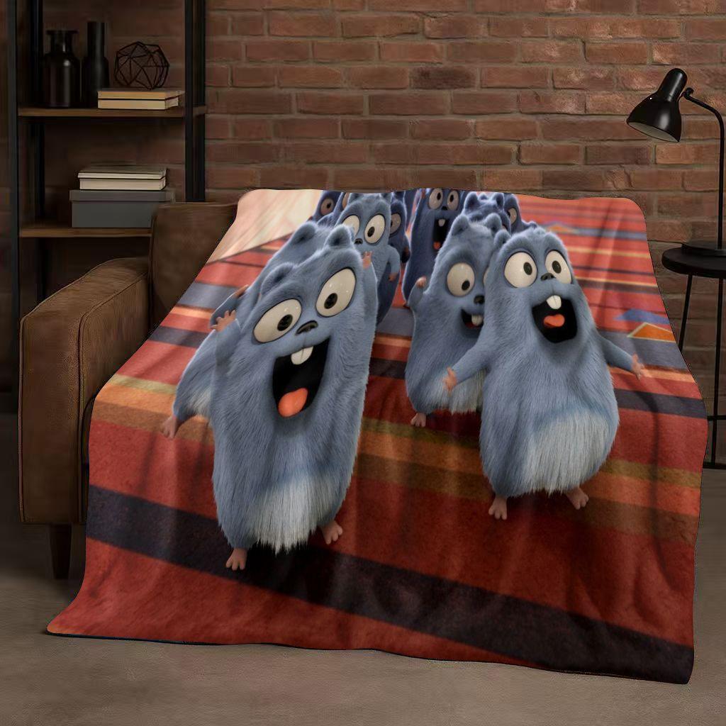 Kawaii Grizzy and The Lemmings Cartoon Flannel Blanket,Ultra Soft Warm Plush Throw for Home Bedroom Bed Sofa Cover Kids Gift