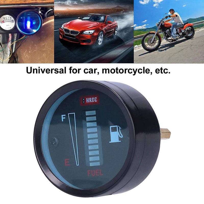 Universal 2" 52mm Car Motorcycle Fuel Level Gauge 12V LED Fuel Level Meter Gauge Fuel Level Sensor Alloy Car Styling