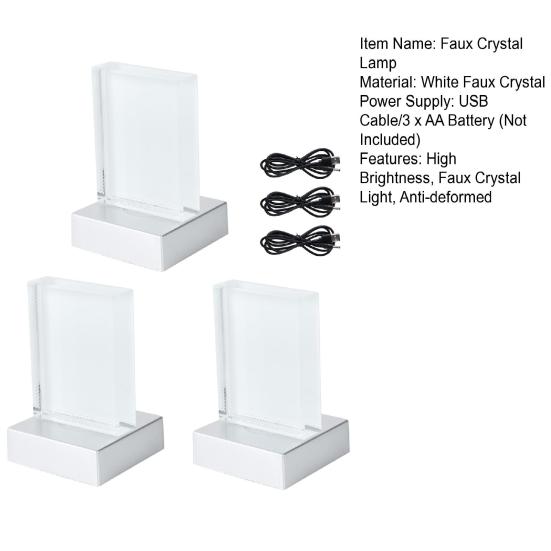 Sublimation Blanks Faux Crystal with LED Base, Heat Transfer Picture Frame, Rectangle Decorative