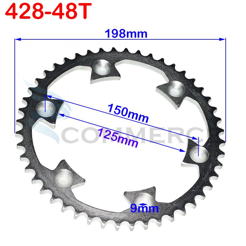 Motorcycle 428/520 Chains 43T/45T/48T Sprockets Rear Back Sprocket Cog For 150-250CC BES KAYO Dirt Pit Bike Accessories