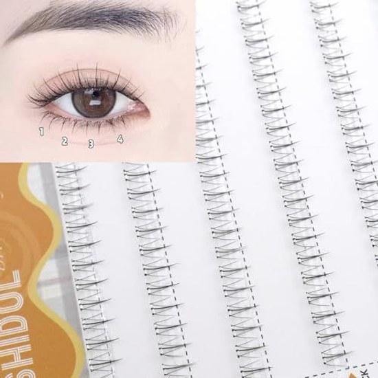 LASHIDOL Partial False Eyelashes Quick Adhesive Lower No Glue Needed Natural Glue-free Segmented Self-adhesive (small Flame Black Eyelashes)
