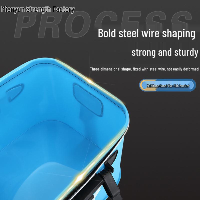 Folding Fish Guard Bucket: One-Piece Fishing Gear Set with Live Fish Storage