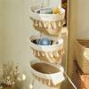 3-Tier Woven Cotton Hanging Baskets Wall-Mounted Storage Organizer for Kitchen Living Room Bedroom Nursery Decorative Organizing