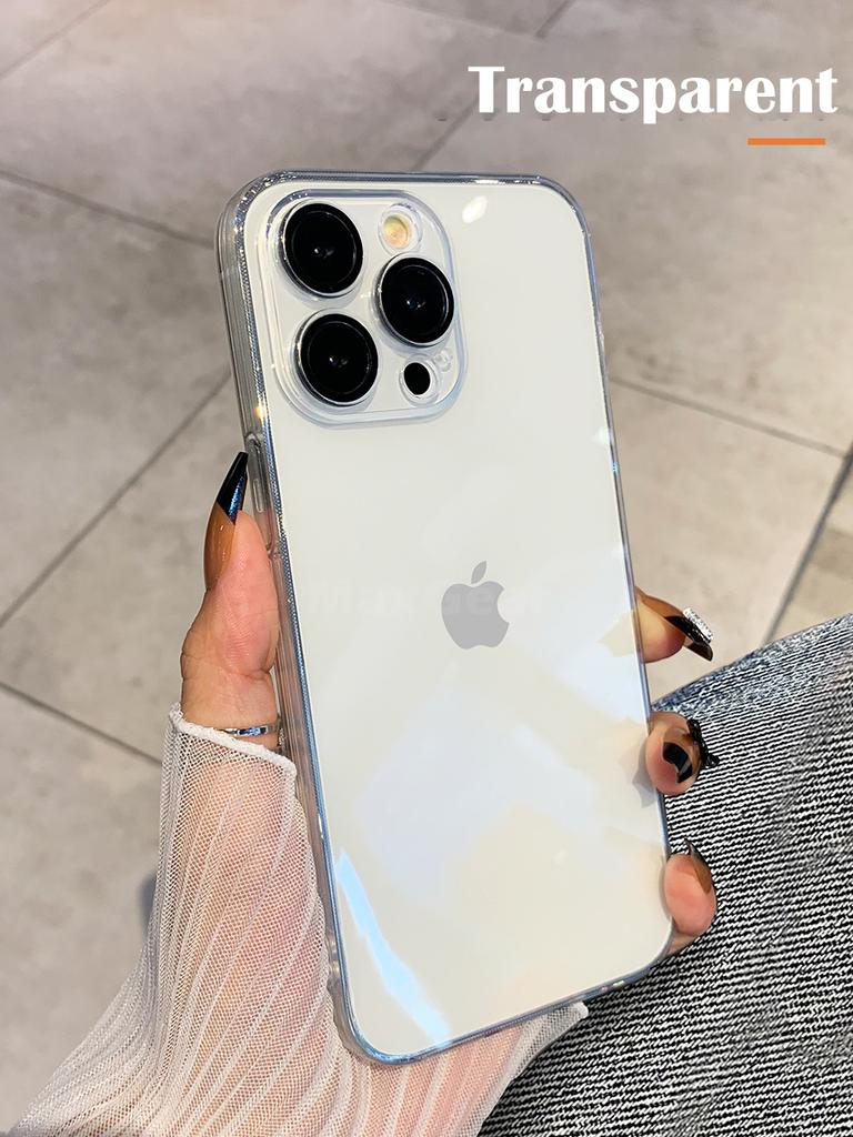 Luxury Plating Bumper Silicon Clear Case For iPhone 16 15 14 13 11 12 Pro Max Mini XR X XS Plus Purple Soft Shockproof Cover
