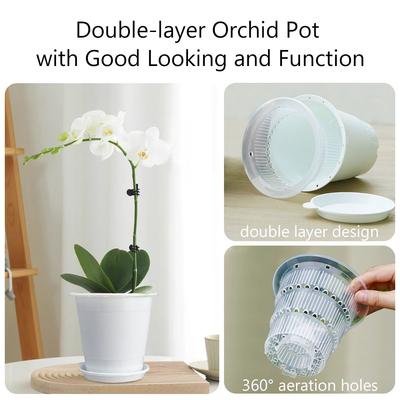 Průhledné květináče Meshpot 4 palce/10 cm na orchideje s otvory se hodí k bílým plastovým květináčům na orchideje. Dvouvrstvé květináče pro pěstování rostlin pro sukulenty.