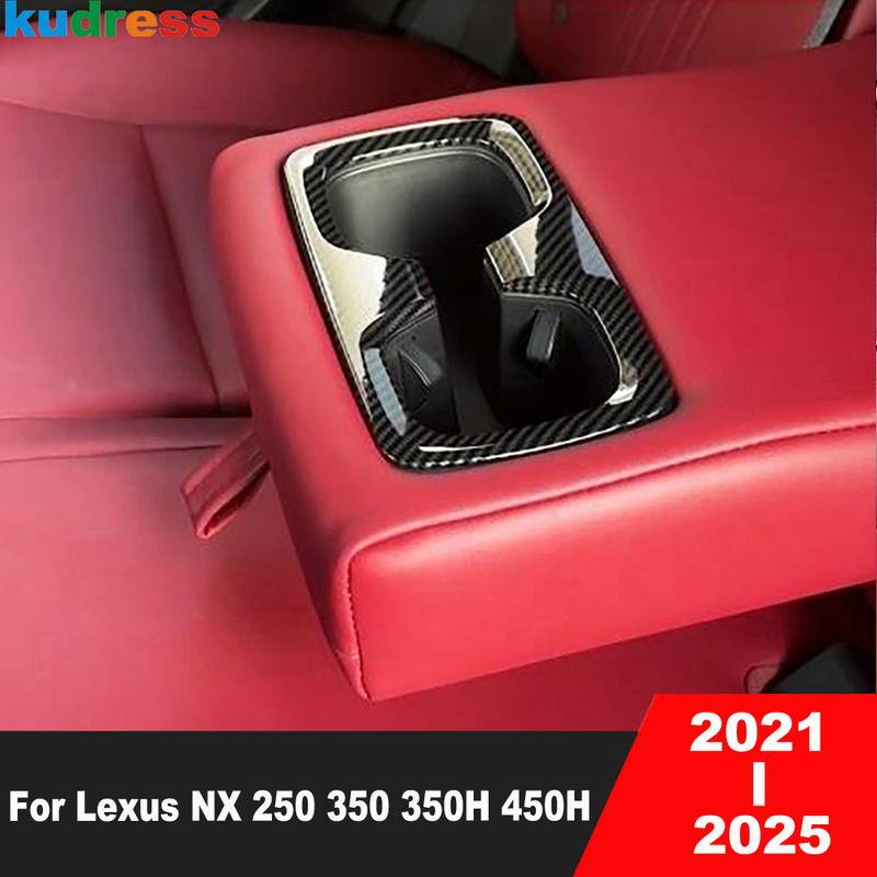 Car Rear Seat Water Cup Holder Cover Trim For Lexus NX 250 350 350H 450H - 2024 2025 Carbon Fiber Interior Accessories