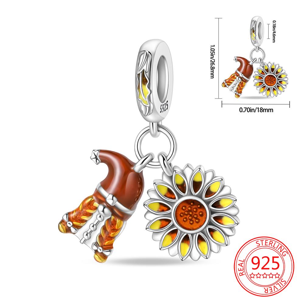 Authentic Original products Copper Metal Colorful tulip flowers animal Cow Pendant Bead Component Compatible With Bracelet High Quality Fine Jewelry