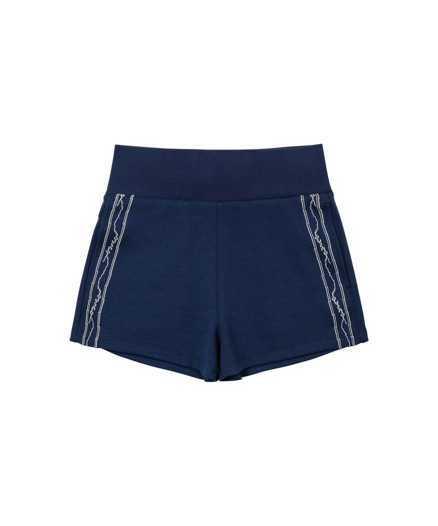 WELLBEING EXPRESS Embroidered Track Shorts Navy