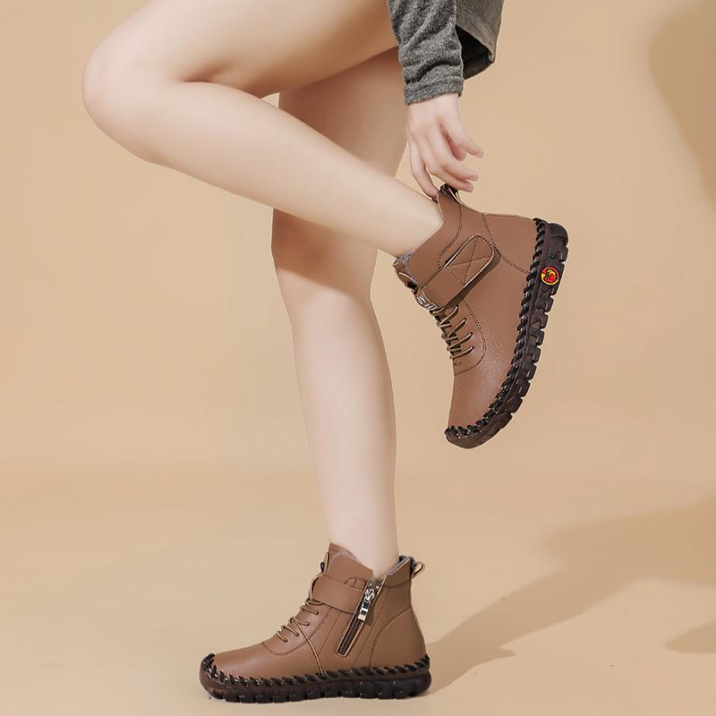 Women Winter Warm Walking Shoes Moccasins Driving Shoes High Top Fur Boots Casual Plus Size Outdoor Handmade Shoes