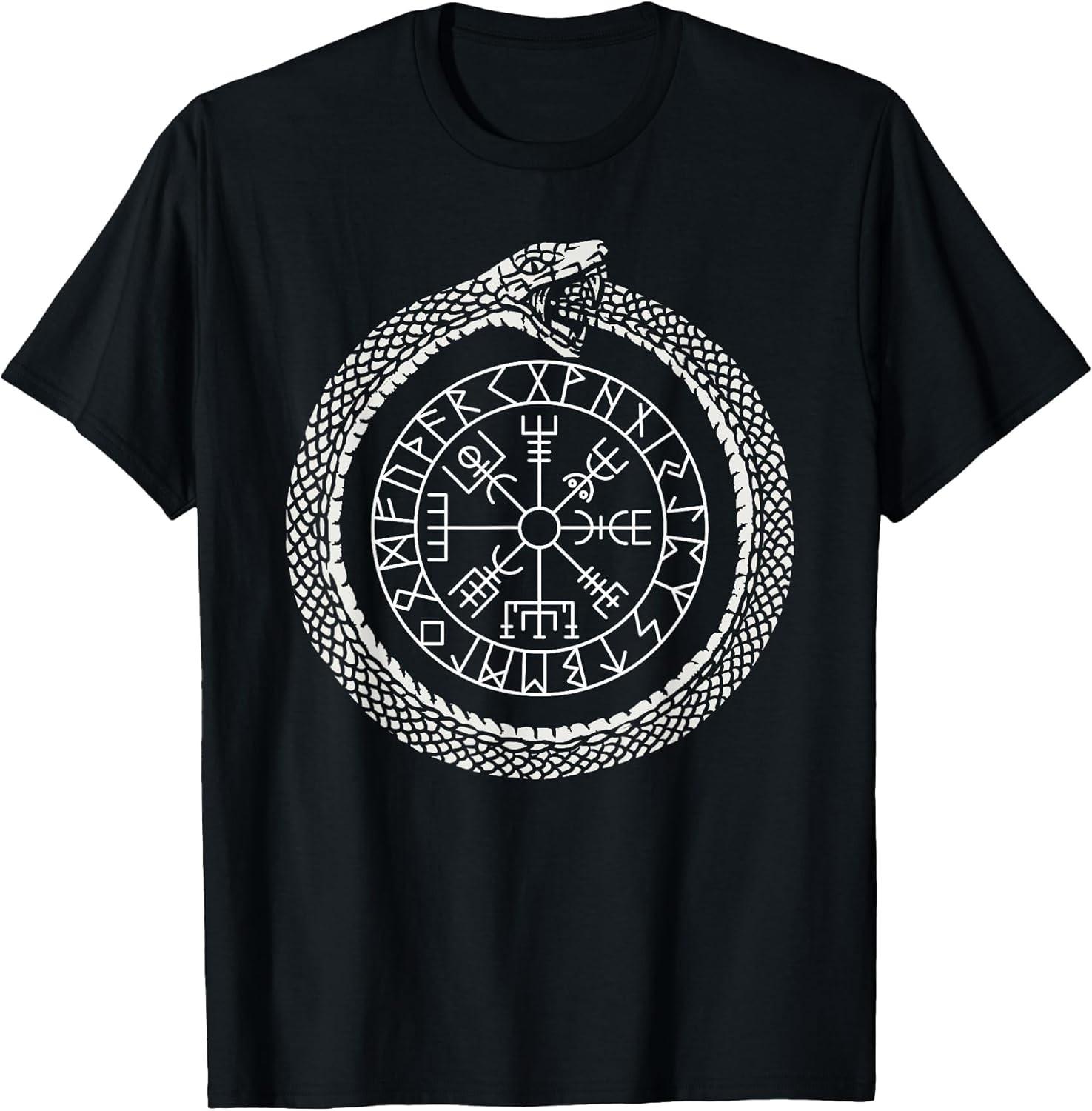 NEW LIMITED! Mystic Ouroboros - Ancient Viking Symbol Vegvisir Tee - MADE IN USA M