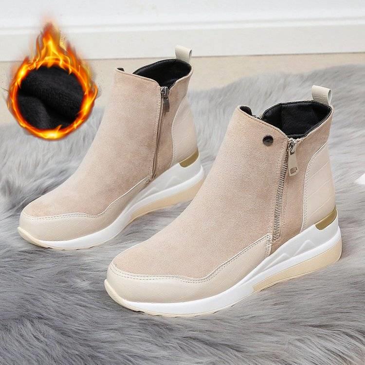 Lengthened Boots Women's Winter Slope-heeled Snow Boots Shoes High-top Single Shoes