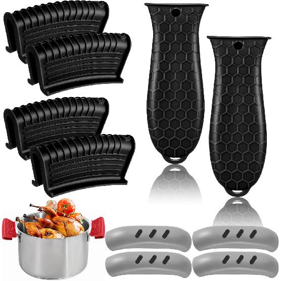 Cast Iron Handle Cover, 10 Packs Silicone Pot Holders, Cast Iron Handle Covers Heat Resistant, Non-Slip Pot Handle Covers, for Frying Cast Iron