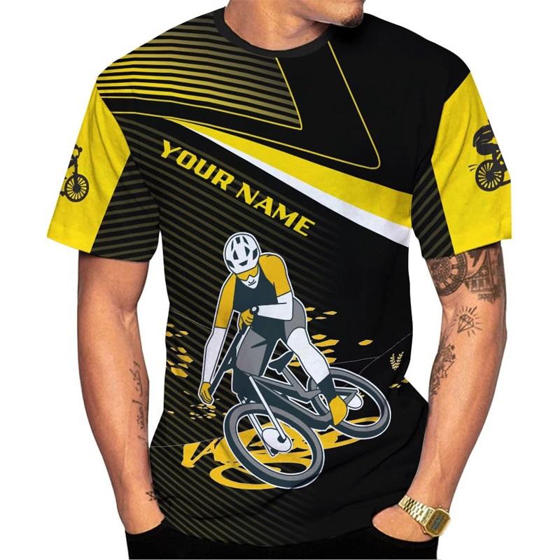 Personalized Name 3D All Over Print Men's Cycling T-Shirts Short Sleeve Oversized Bicycle Biking Tee Shirts For Men Streetwear